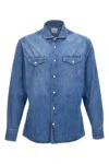 Brunello Cucinelli Men Denim Shirt In Blue
