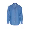 Brunello Cucinelli Denim Shirt With Long Sleeves And Collar In Blue