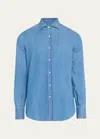 Brunello Cucinelli Superlight Cotton Denim Shirt In C001 Denim Medio