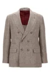 Brunello Cucinelli Diagonal Lapel Blazer With Chest And Flap Pockets In Brown