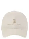 Brunello Cucinelli Men's Diagonal Linen, Wool And Silk Baseball Cap With Embroidered Logo In Cream
