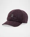 Brunello Cucinelli Men's Donegal Six-panel Baseball Cap In Burgundy
