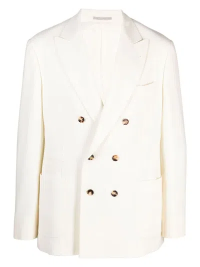 Brunello Cucinelli Double Breasted Blazer Buttoned Cuffs In White