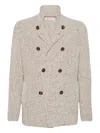 Brunello Cucinelli Wool-silk English-rib Cardigan In Brown
