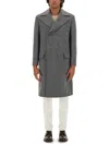 Brunello Cucinelli Men Double-breasted Coat In Gray