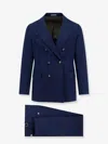 Brunello Cucinelli Men Double-breasted Cotton And Cashmere Suit In Blue
