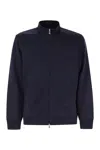Brunello Cucinelli Zip-up Blue Sweatshirt With High Collar And Relaxed Fit In Blue