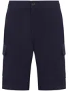 Brunello Cucinelli Men Double French Terry Bermuda Shorts In Blue