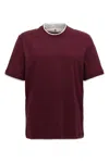 Brunello Cucinelli Cotton Jersey Crew Neck T-shirt With Faux-layering Clothing In Burgundy