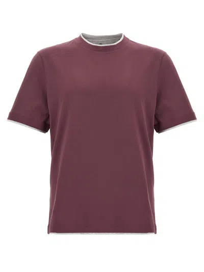 Brunello Cucinelli Men Double Layer T-shirt In Multi