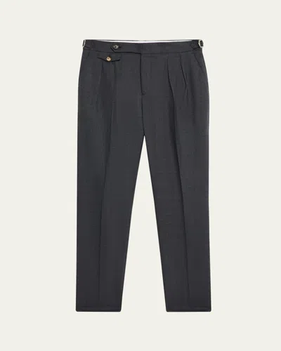 Brunello Cucinelli Men's Double-pleated Wool Pants In C013 Grey