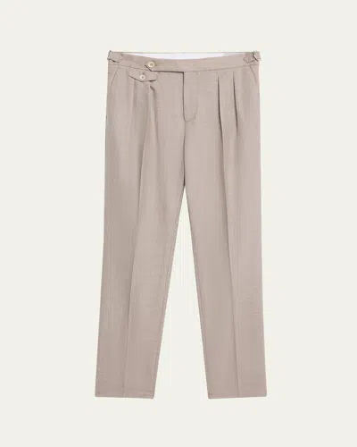Brunello Cucinelli Men's Double-pleated Wool Pants In C024 Juta
