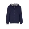 Brunello Cucinelli Men Double Zip Hoodie In Blue
