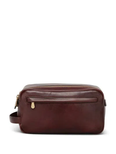 Brunello Cucinelli Men Double-zip Toiletry Bag In Brown