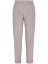 Brunello Cucinelli Straight Trousers With Belt Loops And Cuffed Hem In Purple