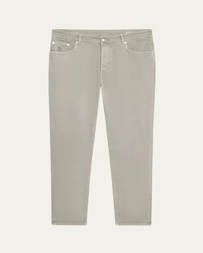 Brunello Cucinelli Men's Dyed Denim Five-pocket Pants In Khaki