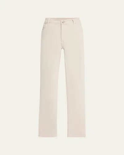 Brunello Cucinelli Men's Dyed Denim Five-pocket Pants In Light Beige