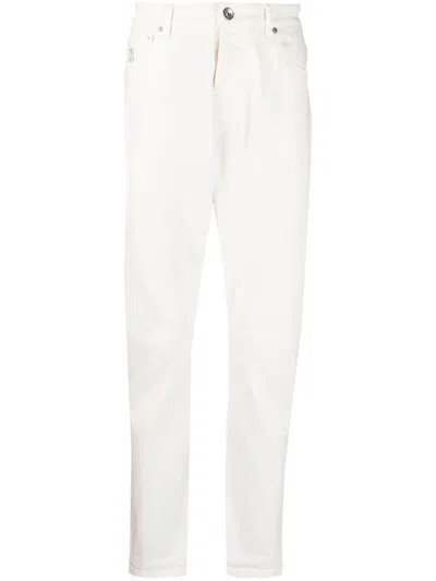 Brunello Cucinelli Men Dyed Denim Trousers Jeans In White