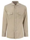 Brunello Cucinelli Men Easy Fit Corduroy Shirt In Neutral