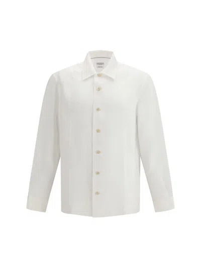 Brunello Cucinelli Men Easy Fit Linen Shirt In White