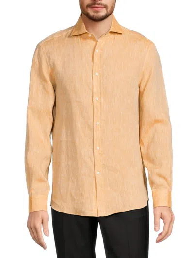 Brunello Cucinelli Men's Easy Fit Linen Shirt In Safari Yellow