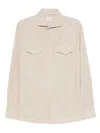 Brunello Cucinelli Men Easy Fit Western Shirt In Corduroy In Nude