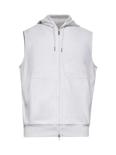Brunello Cucinelli Men Ecru Sleeveless Hoodie