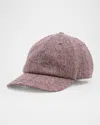Brunello Cucinelli Men's Embroidered Logo Wool/cashmere Baseball Cap In Purple