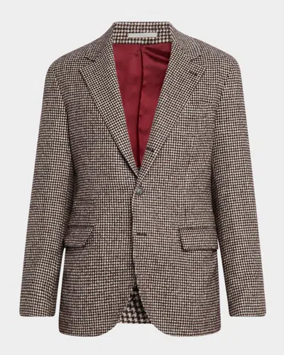 Brunello Cucinelli Men's Enamel-button Pied De Poule Sport Coat In Multi