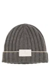 Brunello Cucinelli Men English Rib Cashmere Knit Beanie In Gray