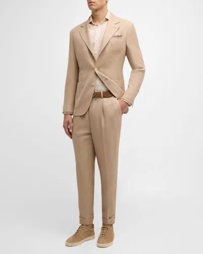 Brunello Cucinelli Men's Exclusive Diagonal Suit In Brown