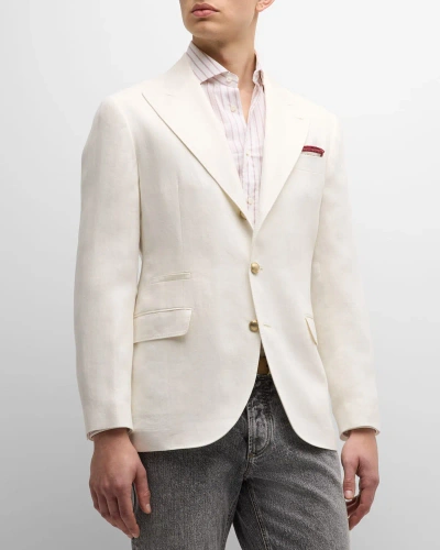 Brunello Cucinelli Men's Exclusive Linen Sport Jacket In Off White