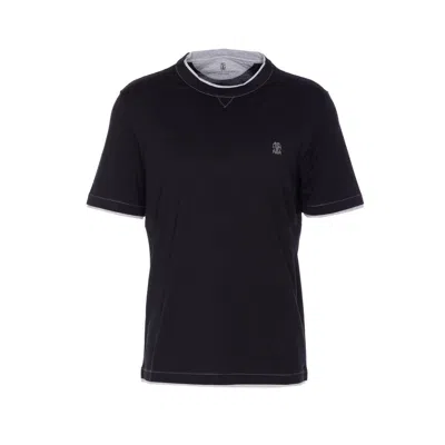 Brunello Cucinelli Logo T-shirt In Black
