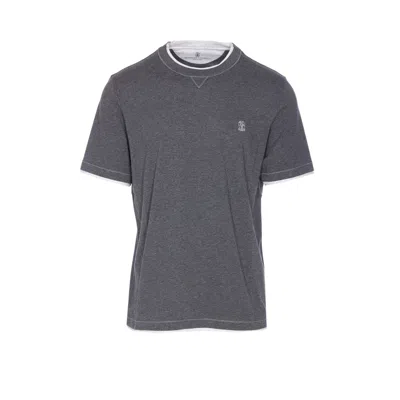 Brunello Cucinelli Logo T-shirt In Gray