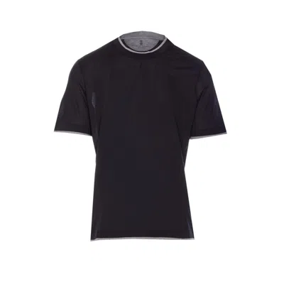 Brunello Cucinelli Men Faux Layering T-shirt In Black