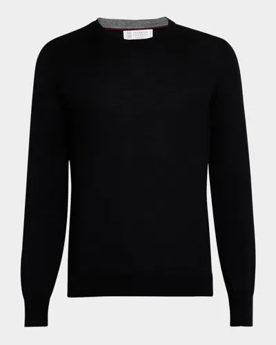 BRUNELLO CUCINELLI MEN'S FINE GAUGE CREWNECK SWEATER