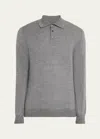 Brunello Cucinelli Men's Fine-gauge Wool-cashmere Polo Shirt In Cg217 Dark Grey
