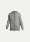 Brunello Cucinelli Men's Fine-gauge Wool/cashmere Zip Cardigan In Medium Grey