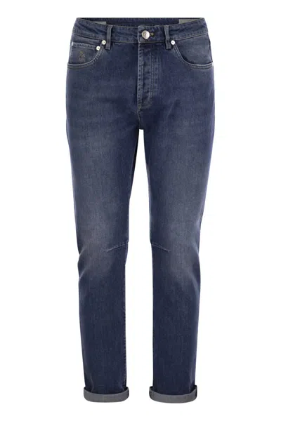 Brunello Cucinelli Men's Five-pocket Leisure Fit Trousers In Medium Denim