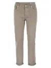 Brunello Cucinelli Five-pocket Traditional Fit Trousers In Light Comfort-dyed Denim In Beige