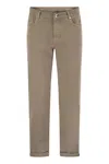 Brunello Cucinelli Five-pocket Traditional Fit Trousers In Light Comfort-dyed Denim In Beige