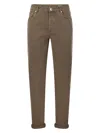 Brunello Cucinelli Five-pocket Traditional Fit Trousers In Light Comfort-dyed Denim In Brown