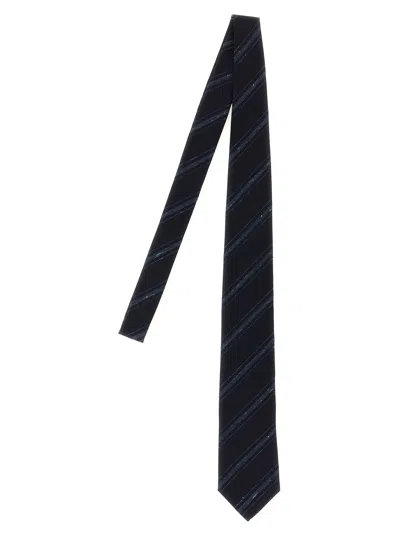 Brunello Cucinelli Men Flamed Stripe Tie In Blue