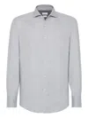 Brunello Cucinelli Cotton-blend Chevron Flannel Shirt In Gray