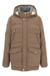 Brunello Cucinelli Flannel Down Jacket Puffer Jackets Beige In Brown