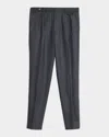 Brunello Cucinelli Men's Flannel Extended Waistband Double-pleated Pants In Gray