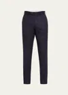 Brunello Cucinelli Men's Flannel Flat-front Pants In Blue