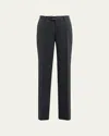 Brunello Cucinelli Men's Flannel Flat-front Pants In Dark Grey