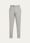 Brunello Cucinelli Men's Flannel Flat-front Pants In Pearl Grey