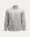 Brunello Cucinelli Men's Flannel Tonal Paisley Sport Shirt In Pearl Grey